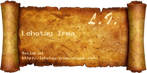 Lehotay Irma névjegykártya